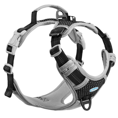 ThinkPet No Pull Harness Harnais de Sport Respirant avec poignée - Gilet de sécurité pour Chien rembourré réfléchissant Harnais réglable, Clip arrière/Avant pour Un contrôle Facile L Bleu foncé