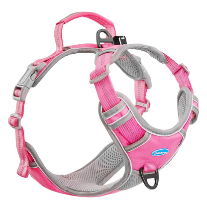 ThinkPet No Pull Harness Harnais de Sport Respirant avec poignée - Gilet de sécurité pour Chien rembourré réfléchissant Harnais réglable, Clip arrière/Avant pour Un contrôle Facile L Bleu foncé