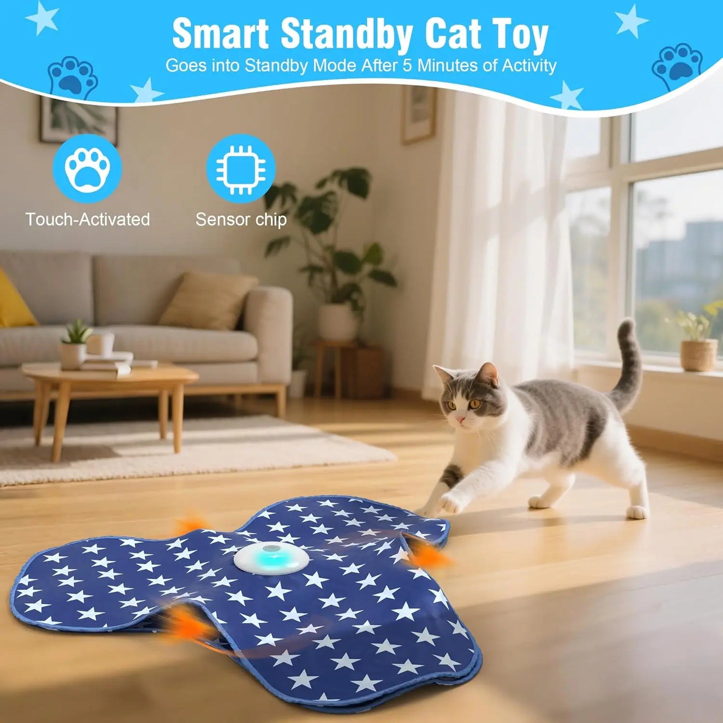 Iokheira Jouet interactif pour chat, jouet tactile, plume cachée, couinement réaliste, jouet idéal pour les chats adultes qui s'ennuient à la maison.