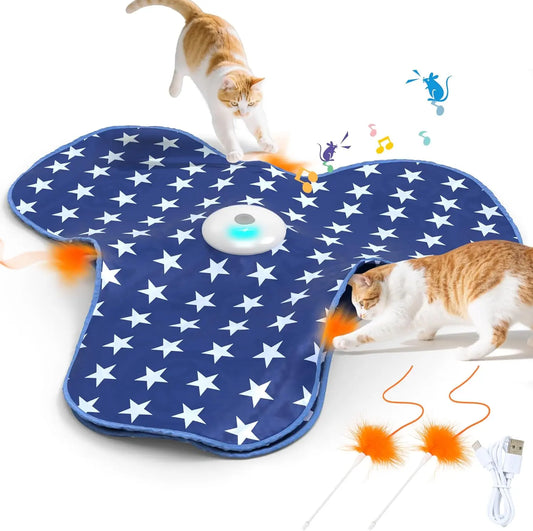 Iokheira Jouet interactif pour chat, jouet tactile, plume cachée, couinement réaliste, jouet idéal pour les chats adultes qui s'ennuient à la maison.
