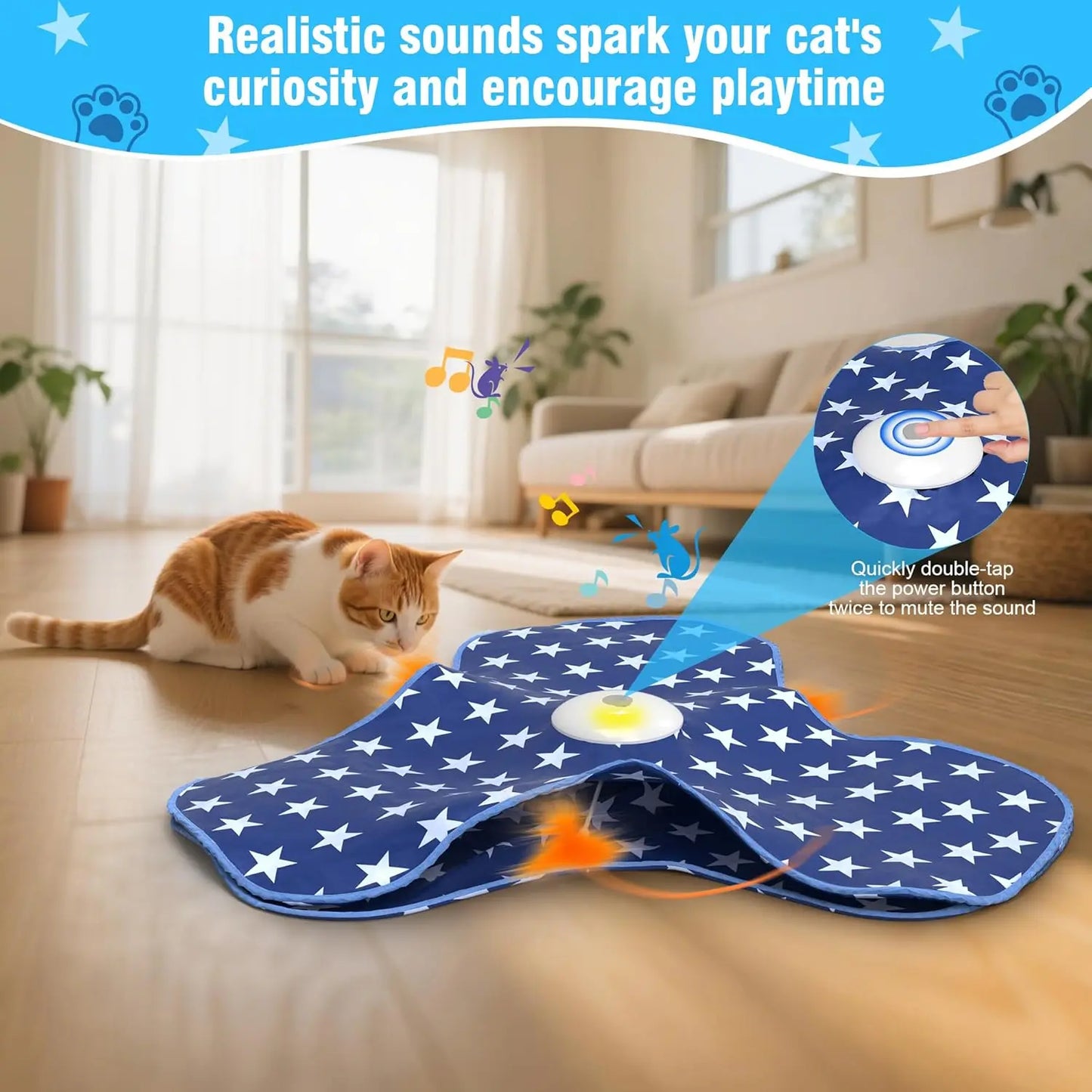 Iokheira Jouet interactif pour chat, jouet tactile, plume cachée, couinement réaliste, jouet idéal pour les chats adultes qui s'ennuient à la maison.