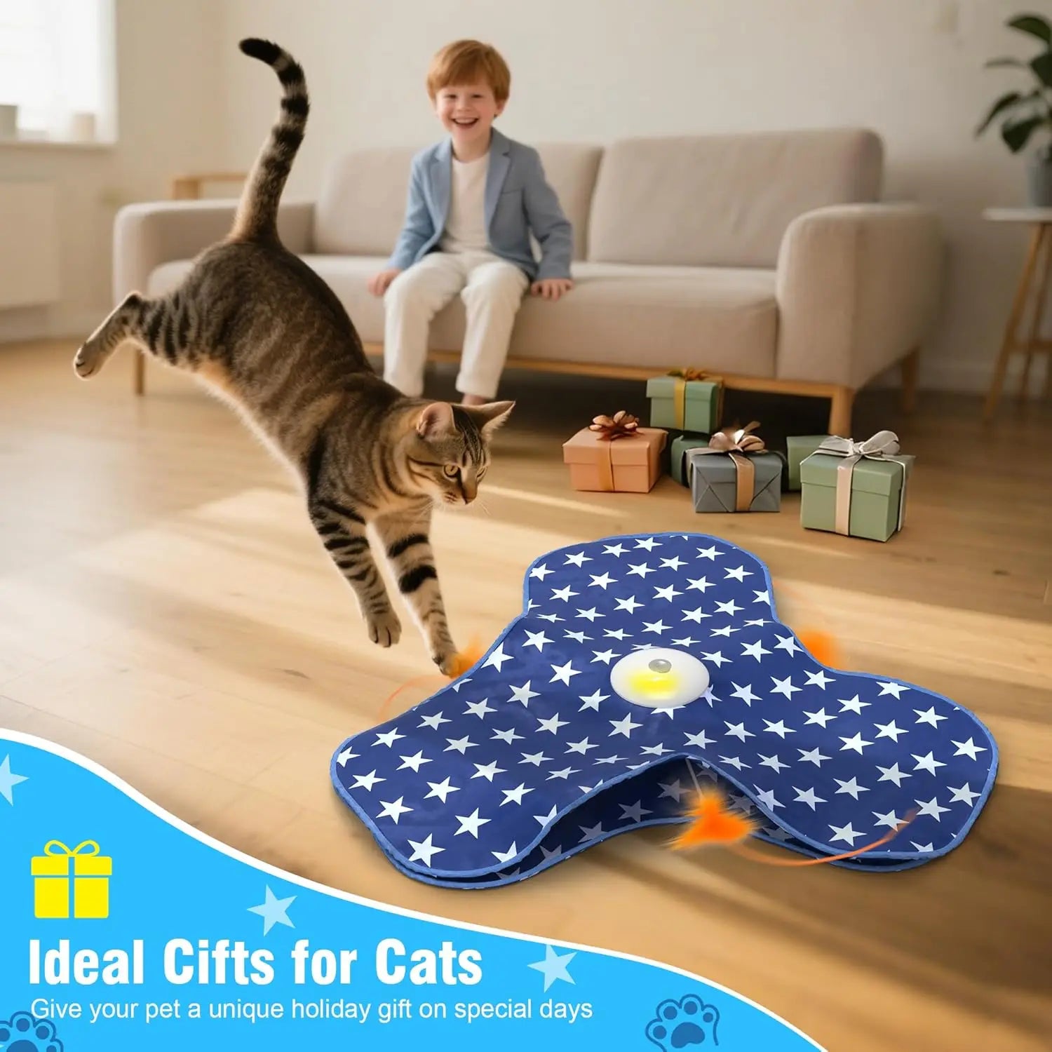 Iokheira Jouet interactif pour chat, jouet tactile, plume cachée, couinement réaliste, jouet idéal pour les chats adultes qui s'ennuient à la maison.