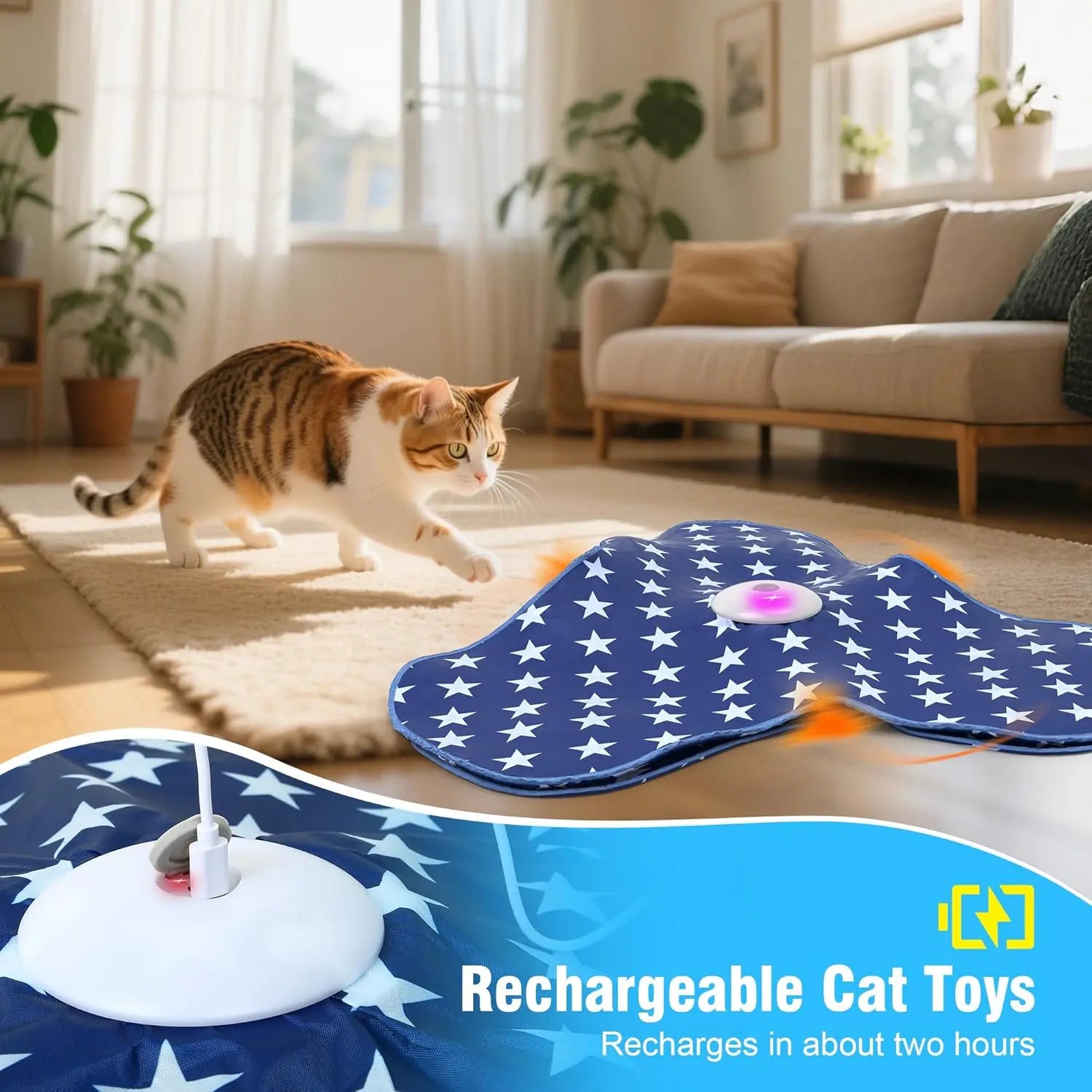 Iokheira Jouet interactif pour chat, jouet tactile, plume cachée, couinement réaliste, jouet idéal pour les chats adultes qui s'ennuient à la maison.
