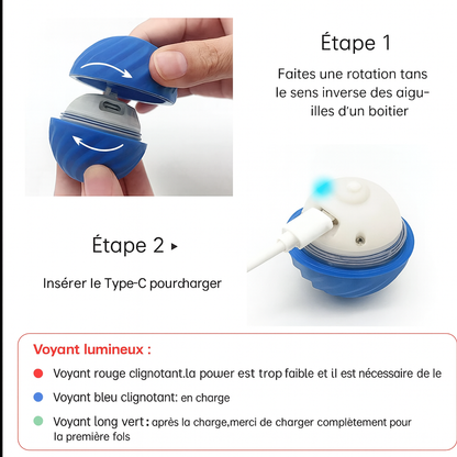 Balle interactive automatique pour chien USB rechargeable