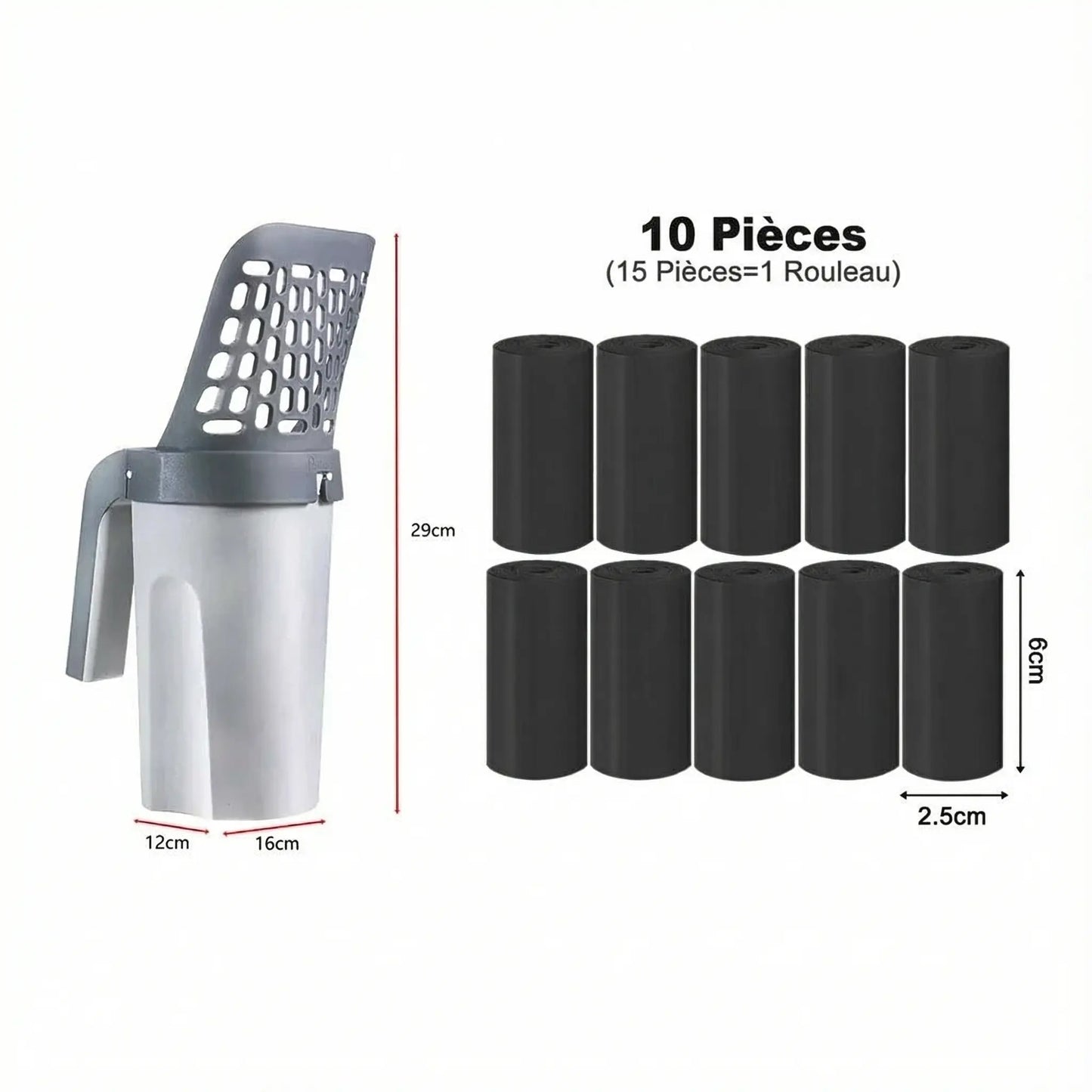 Pelle hygiénique à sacs filtrants intégrés Pawkit