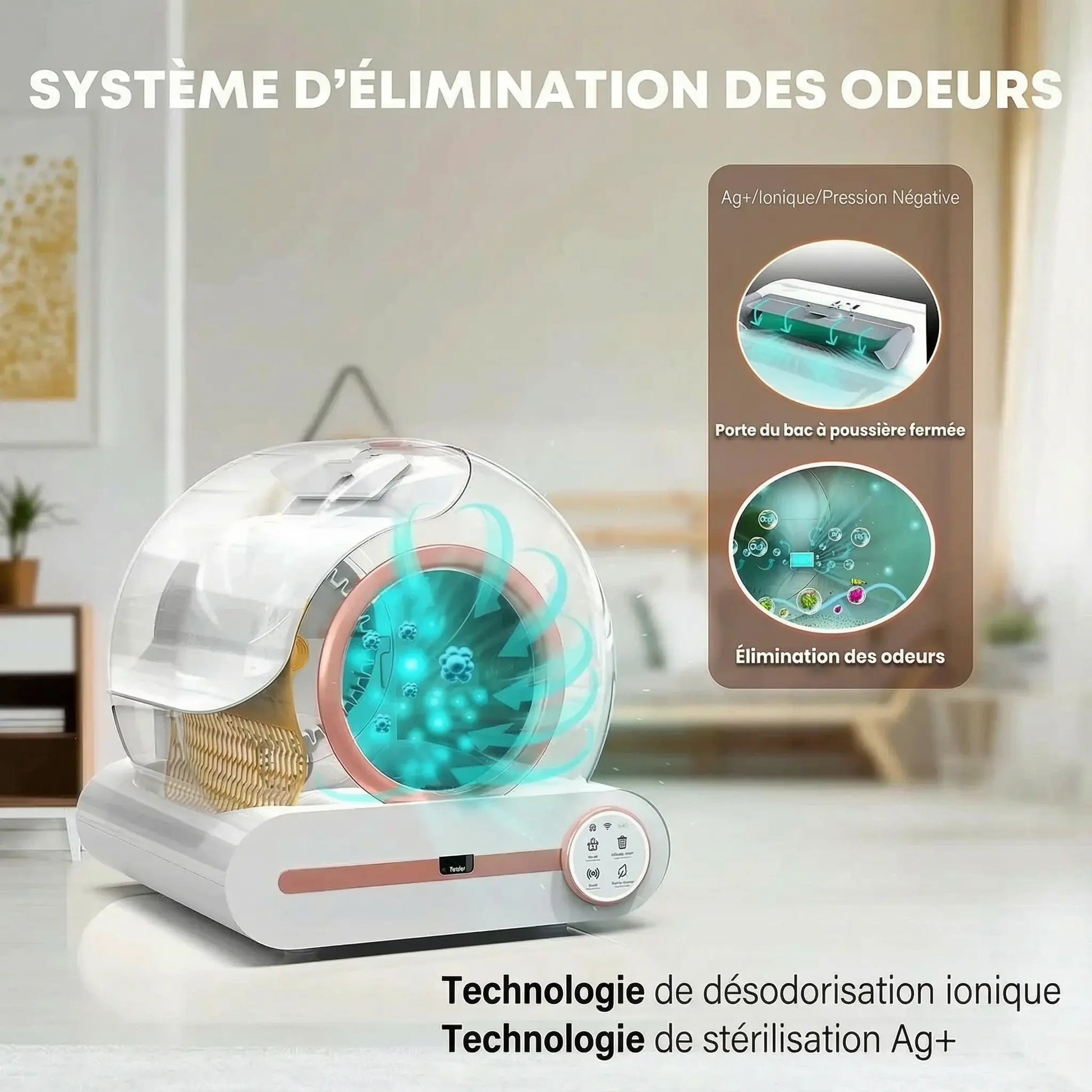 Litière intelligente autonettoyante 65L pour Chat Pawkit