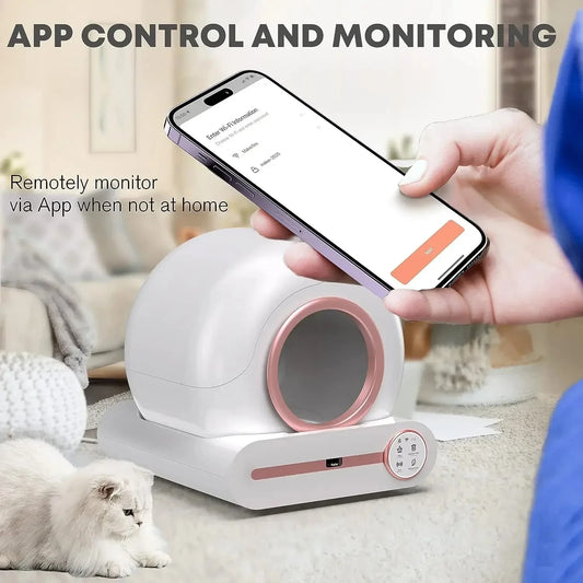 Litière pour chat intelligente 65L autonettoyante avec contrôle sur application