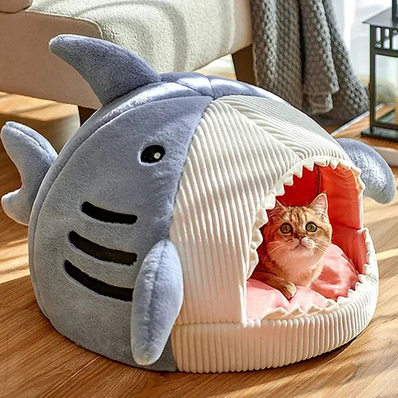 Panier Douillet en Forme de Requin pour Chat et Petit Chien Pawkit